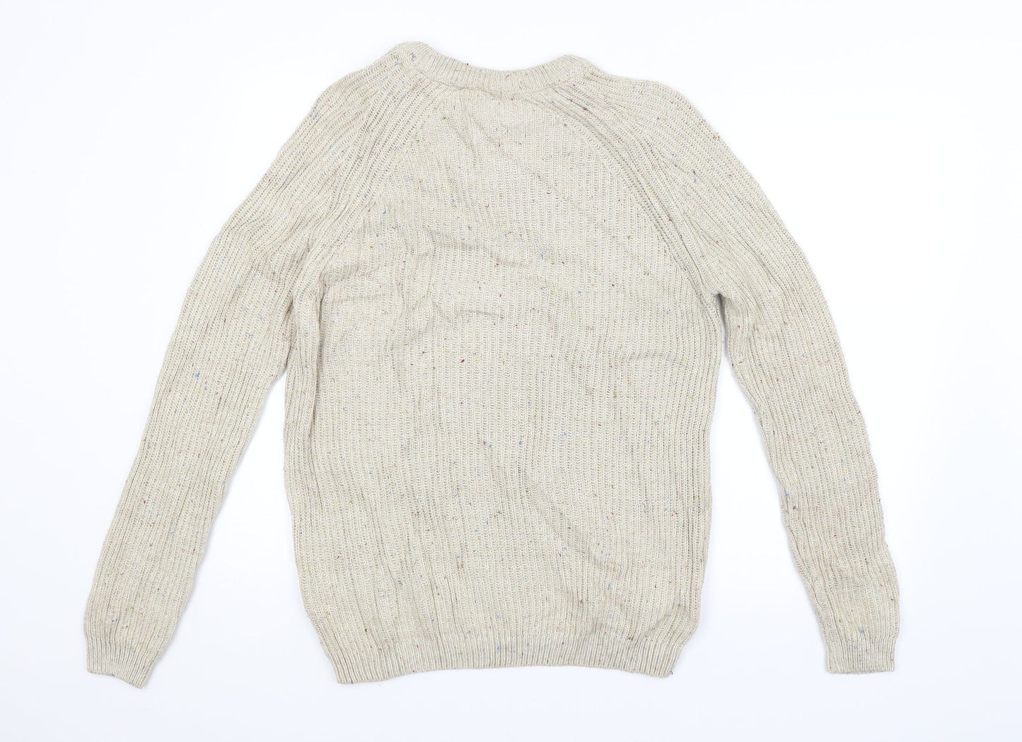 OSLO Mens Beige Striped  Pullover Jumper Size M