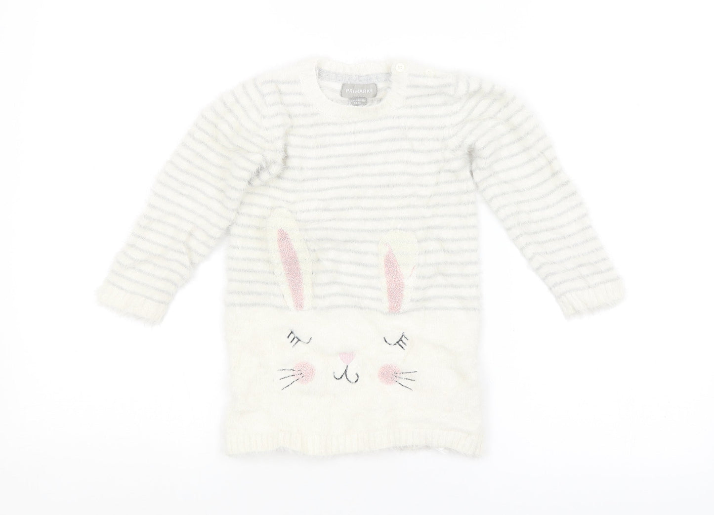 Primark Baby White Striped  Pullover Jumper Size 12-18 Months