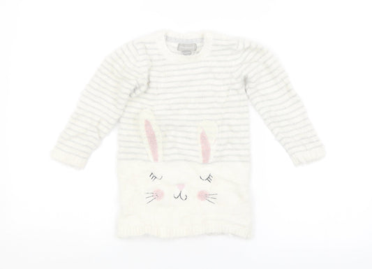 Primark Baby White Striped  Pullover Jumper Size 12-18 Months