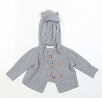 Additional front view of RESERVED Baby Grey Cardigan Jumper, size 6-9, Months