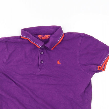 Close-up detail of Blue Zoo girls’ purple basic polo, size 11-12, years