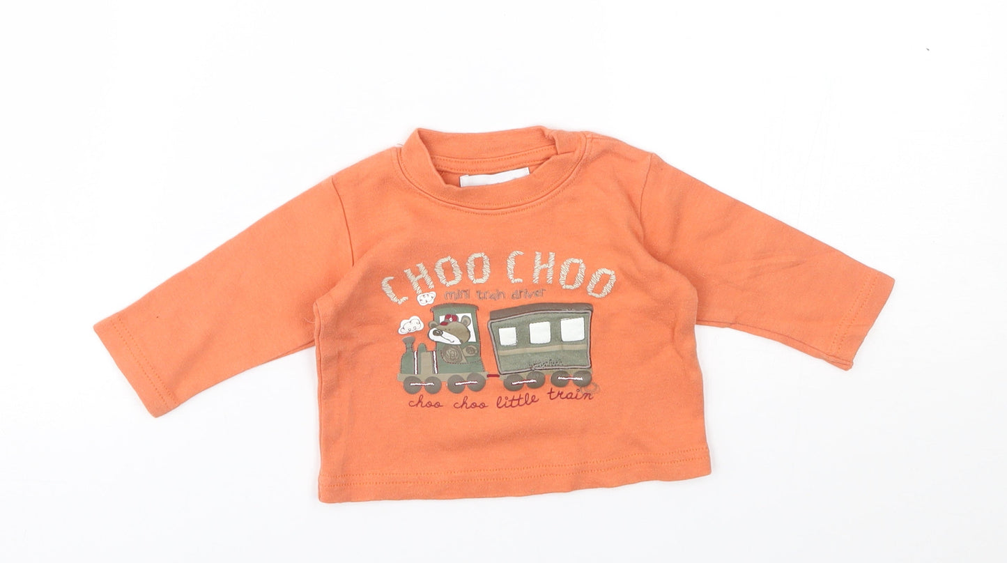 early days Baby Orange   Basic T-Shirt Size 0-3 Months  - choo choo