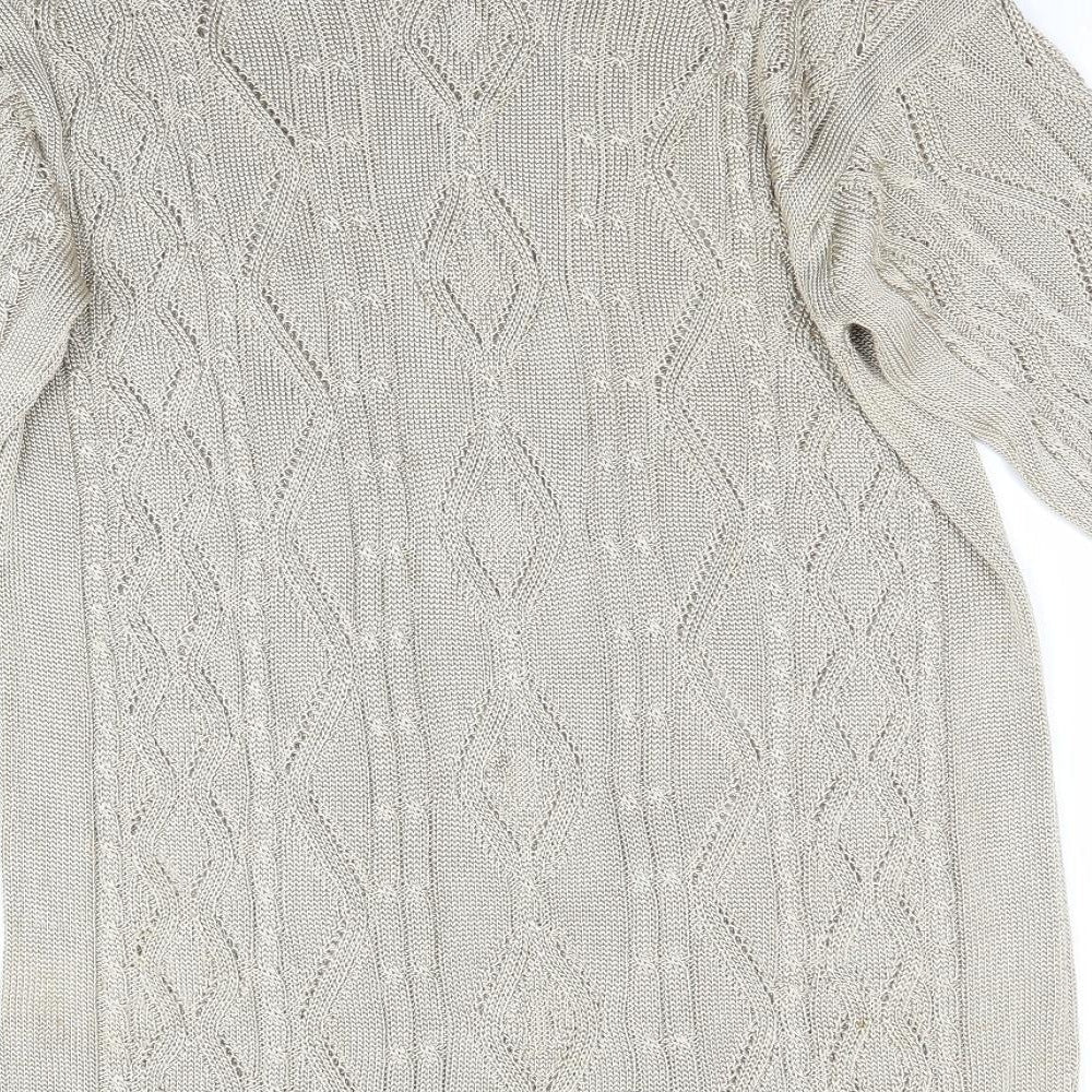 Oui Womens Beige  Knit Pullover Jumper Size S