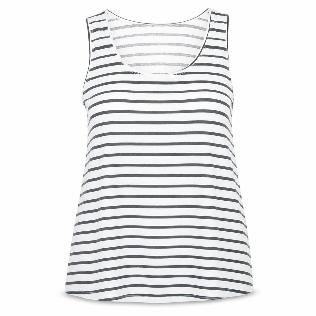 Avenue Womens White Striped  Basic Tank Size 16