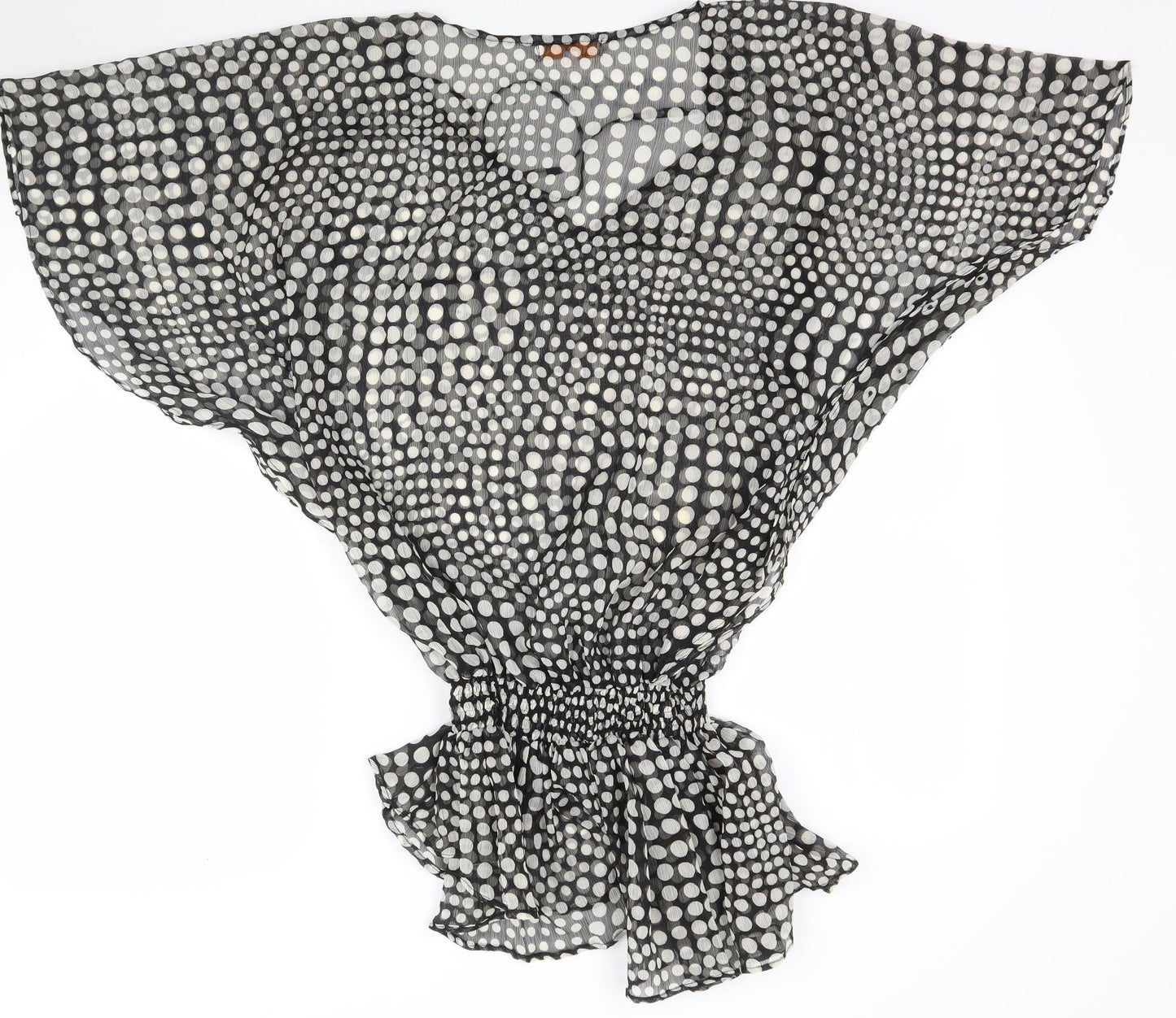 Bandana Womens Black Polka Dot Mesh Basic Blouse Size L