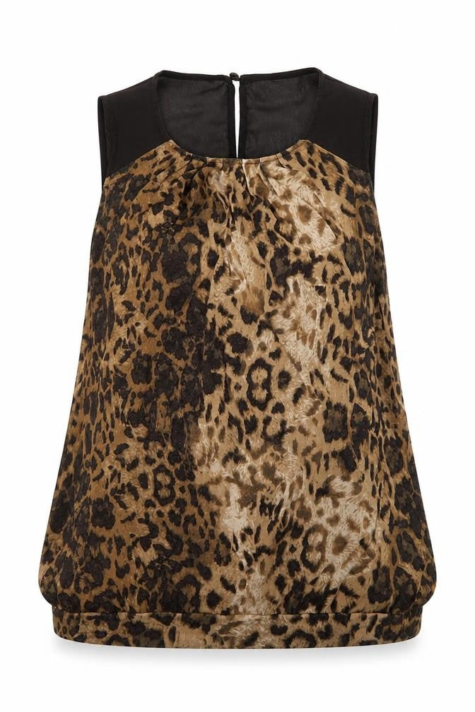 NEXT Womens Brown Animal Print  Basic Blouse Size 8