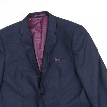 Close-up detail of Taylor & Wright men’s blue jacket suit jacket, size 40