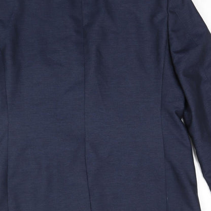 Brand and care label for Taylor & Wright men’s blue jacket suit jacket, size 40
