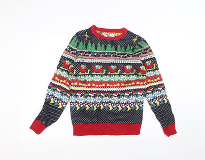 Preloved season greetings Womens Blue   Pullover Jumper Size 8 - Front