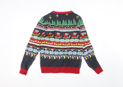 Preloved season greetings Womens Blue   Pullover Jumper Size 8 - Back