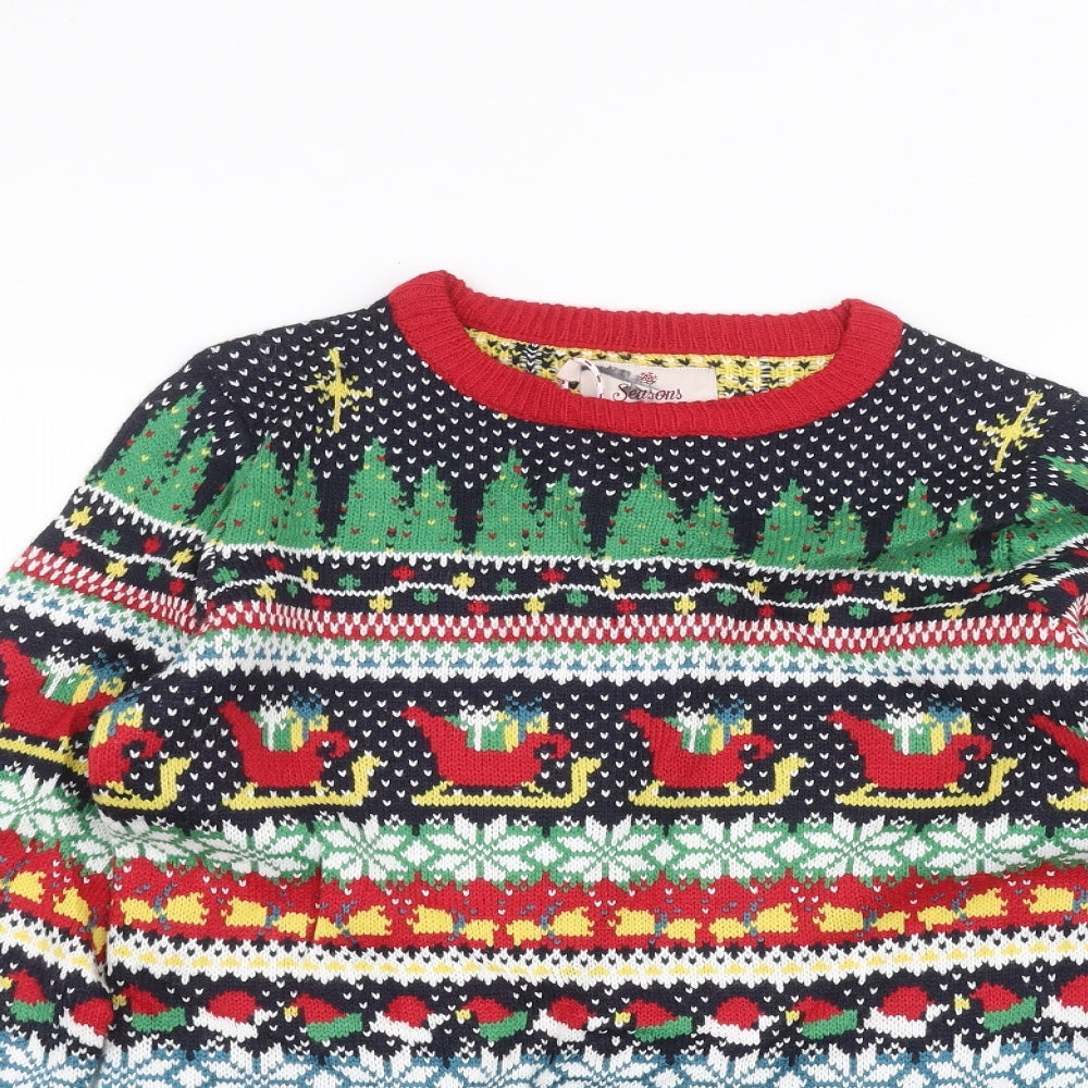 season greetings Womens Blue   Pullover Jumper Size 8
