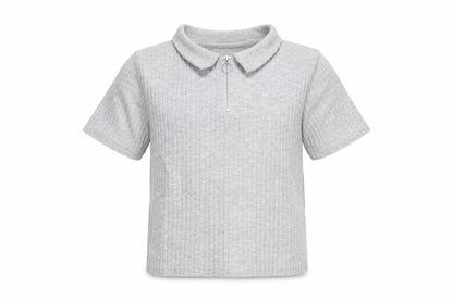 Front view of H&M girls’ grey basic t-shirt, size 11-12, years