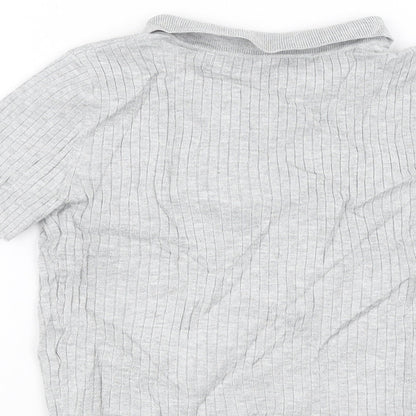 Brand and care label for H&M girls’ grey basic t-shirt, size 11-12, years