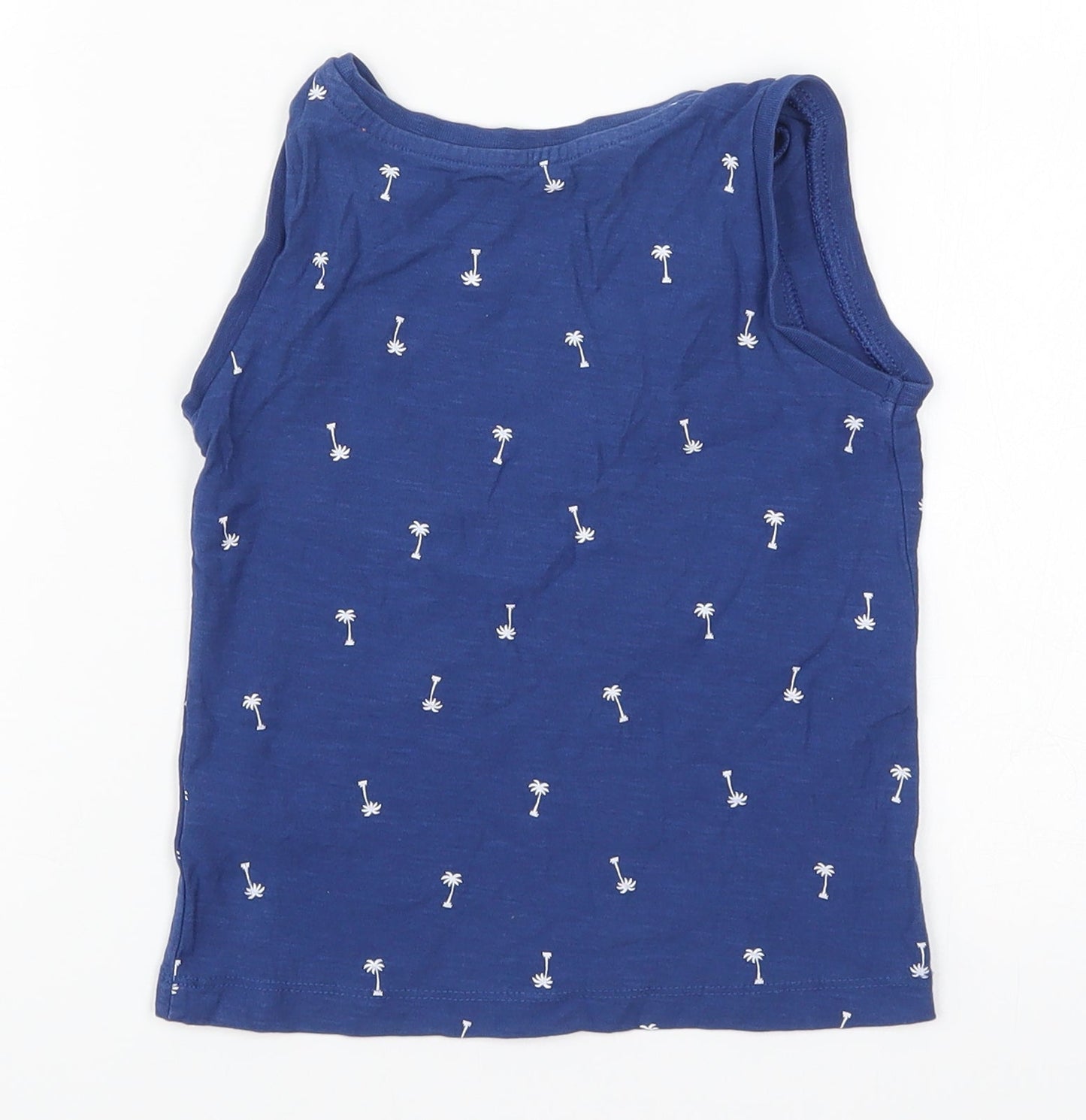Matalan Boys Blue   Basic Tank Size 2-3 Years  - Palm Trees