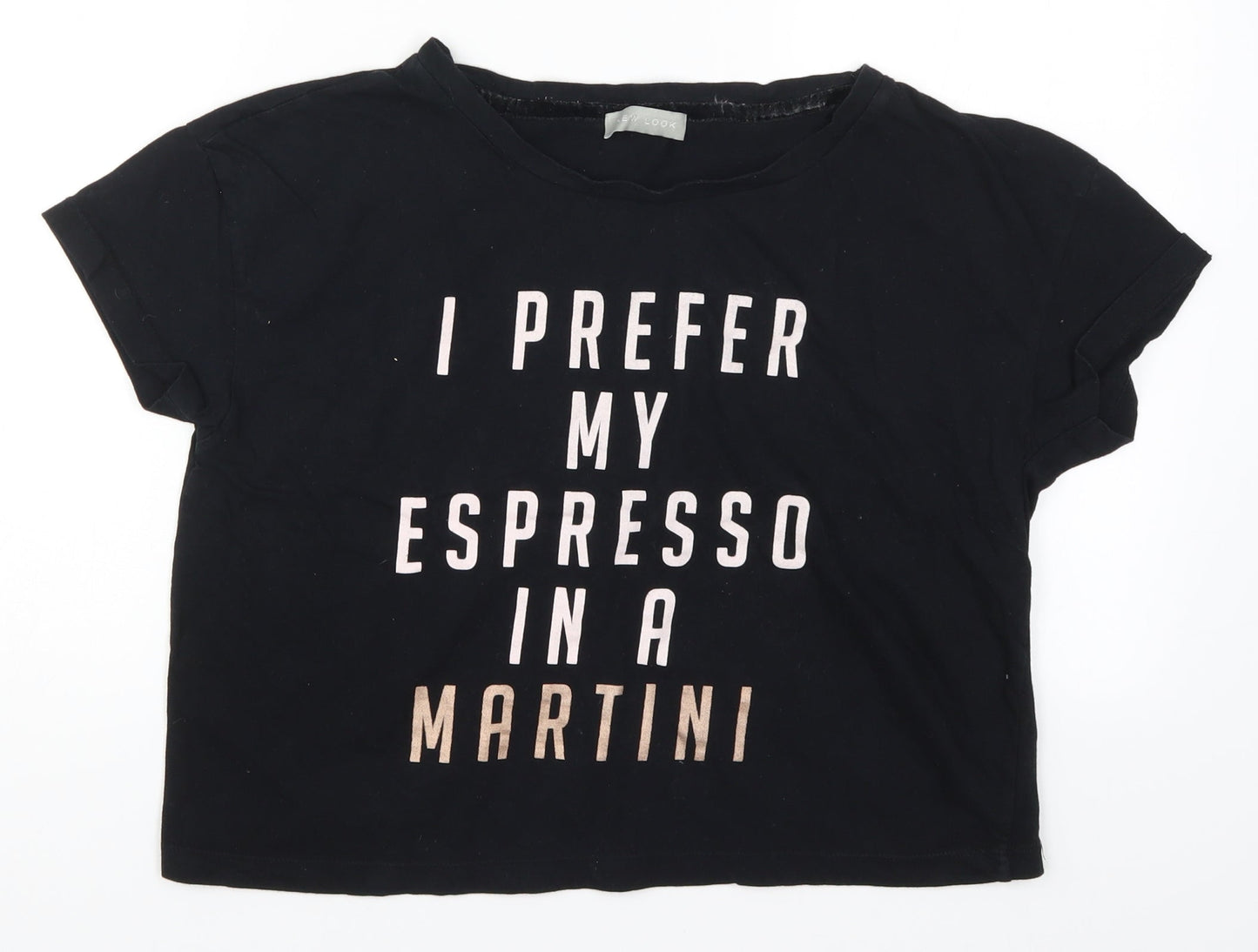 New Look Womens Black Solid  Top Pyjama Top Size M  - I Prefer My Espresso in a Martini