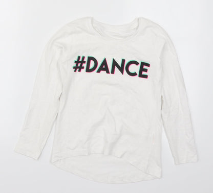 Front view of Preworn girls’ white basic t-shirt, size 8, years - dance