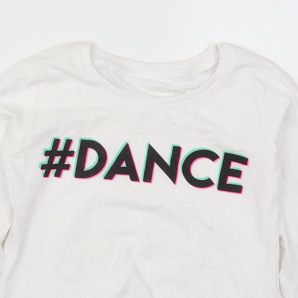 Preworn Girls White   Basic T-Shirt Size 8 Years  - Dance