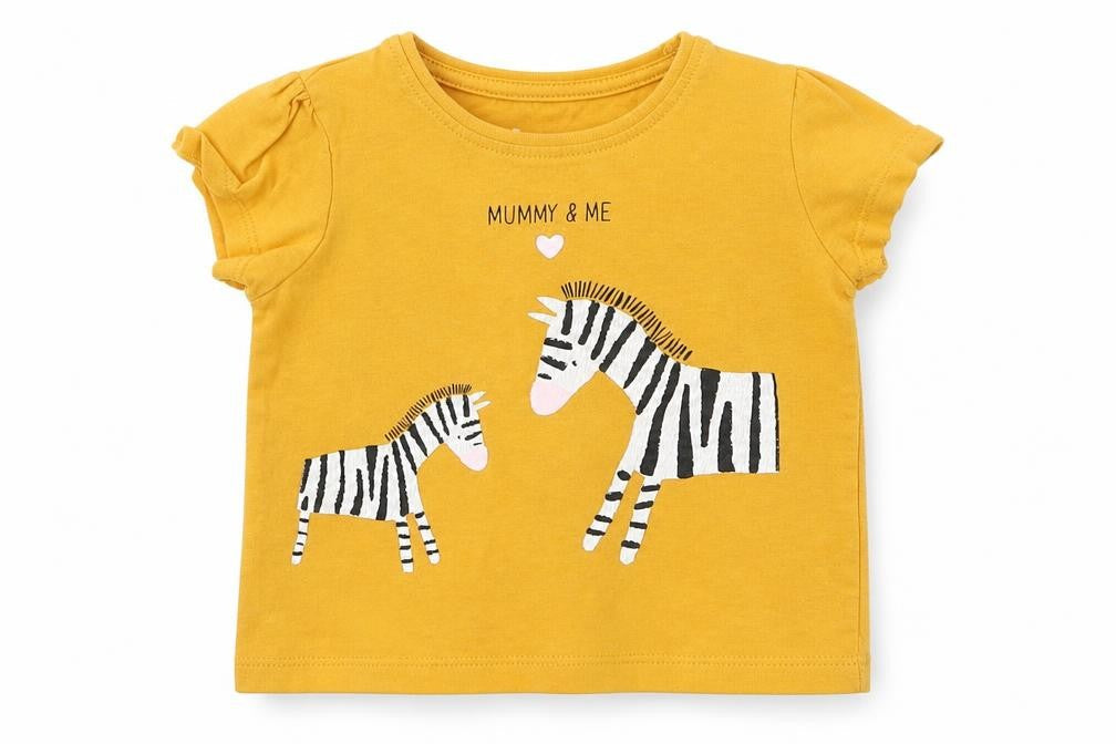 Primark Girls Yellow   Basic T-Shirt Size 12-18 Months  - Mummy and Me Zebra