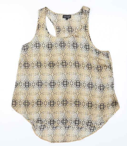 Topshop Womens Beige Animal Print  Basic Tank Size 14