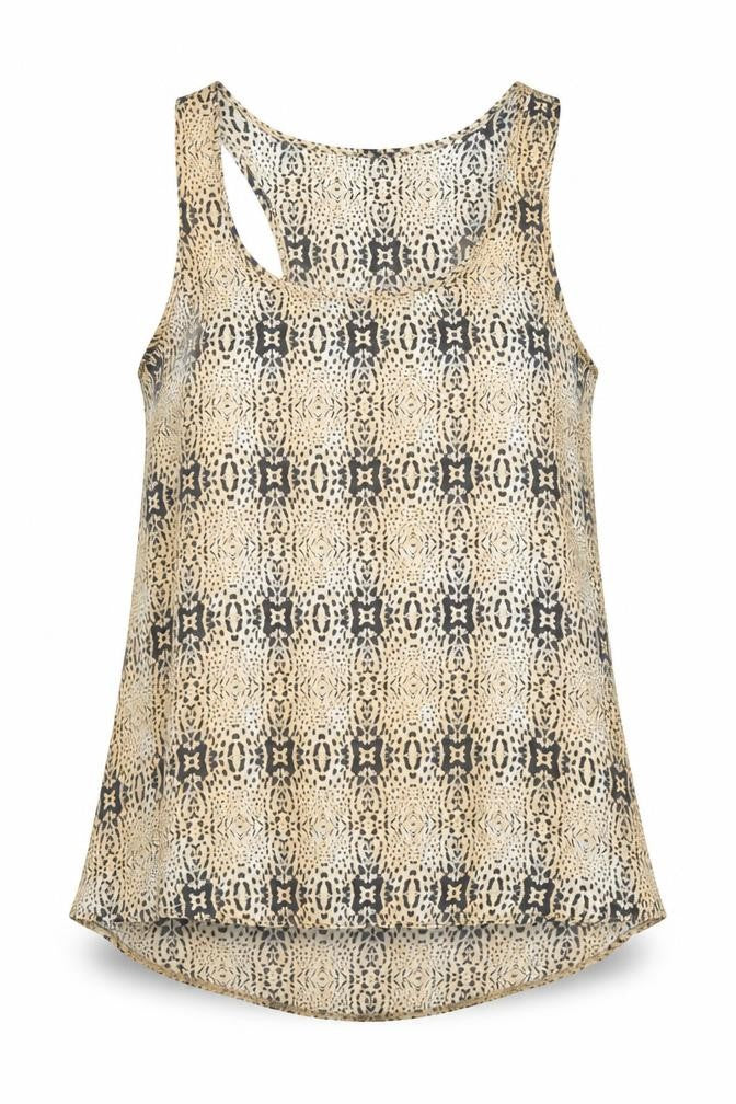 Topshop Womens Beige Animal Print  Basic Tank Size 14