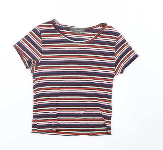 Primark Womens Blue Striped  Cropped T-Shirt Size 4