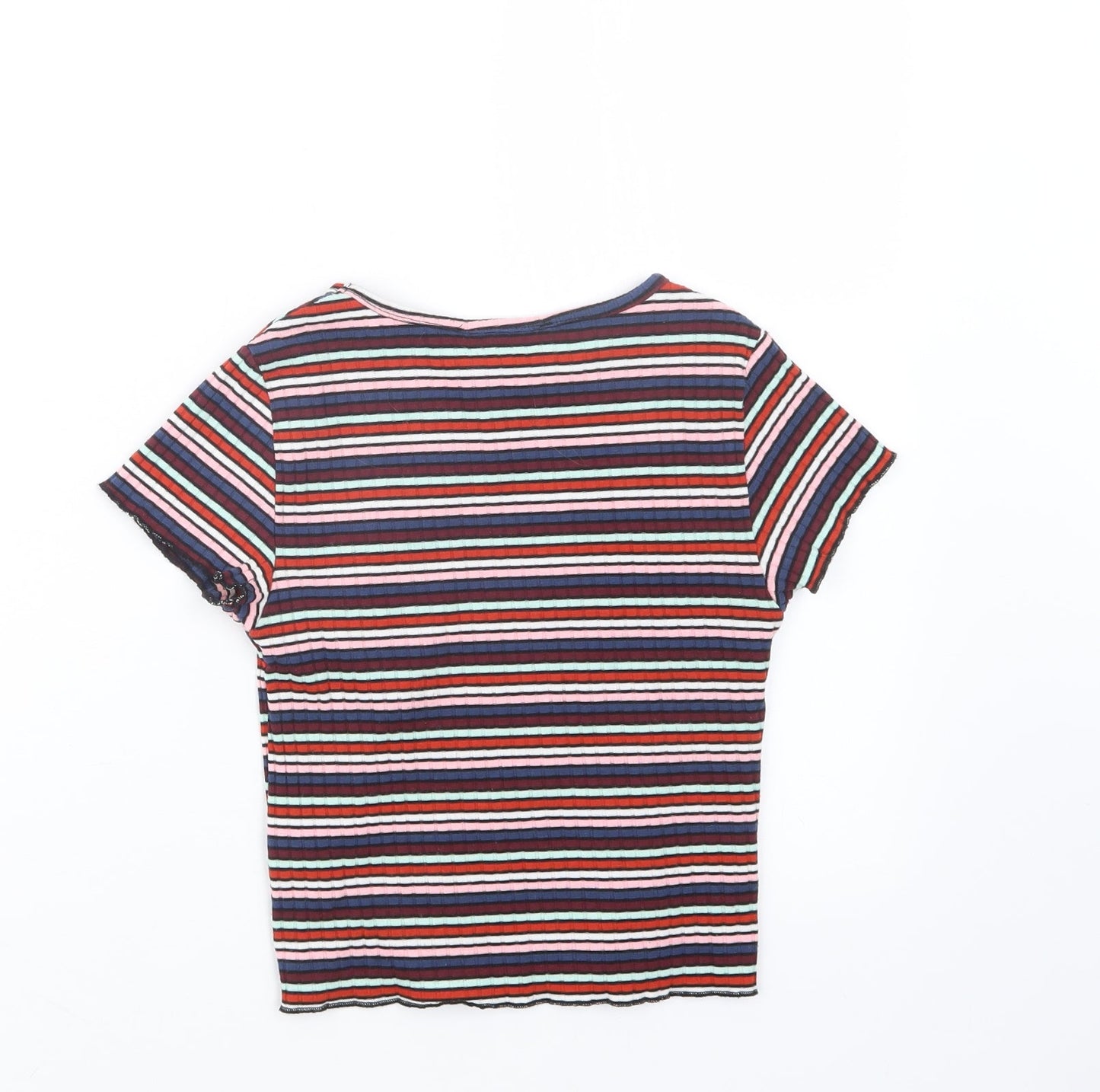 Primark Womens Blue Striped  Cropped T-Shirt Size 4