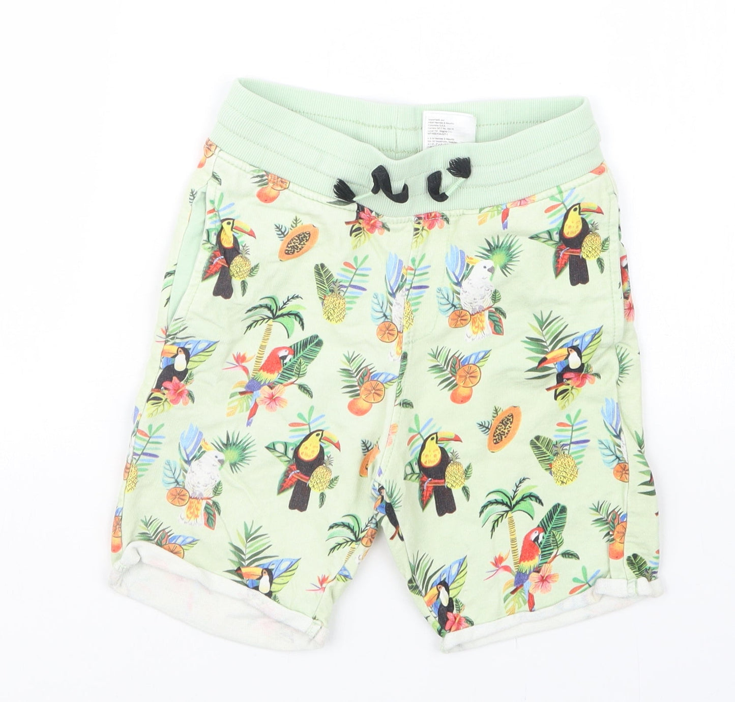 H&M Boys Green Geometric  Sweat Shorts Size 7 Years