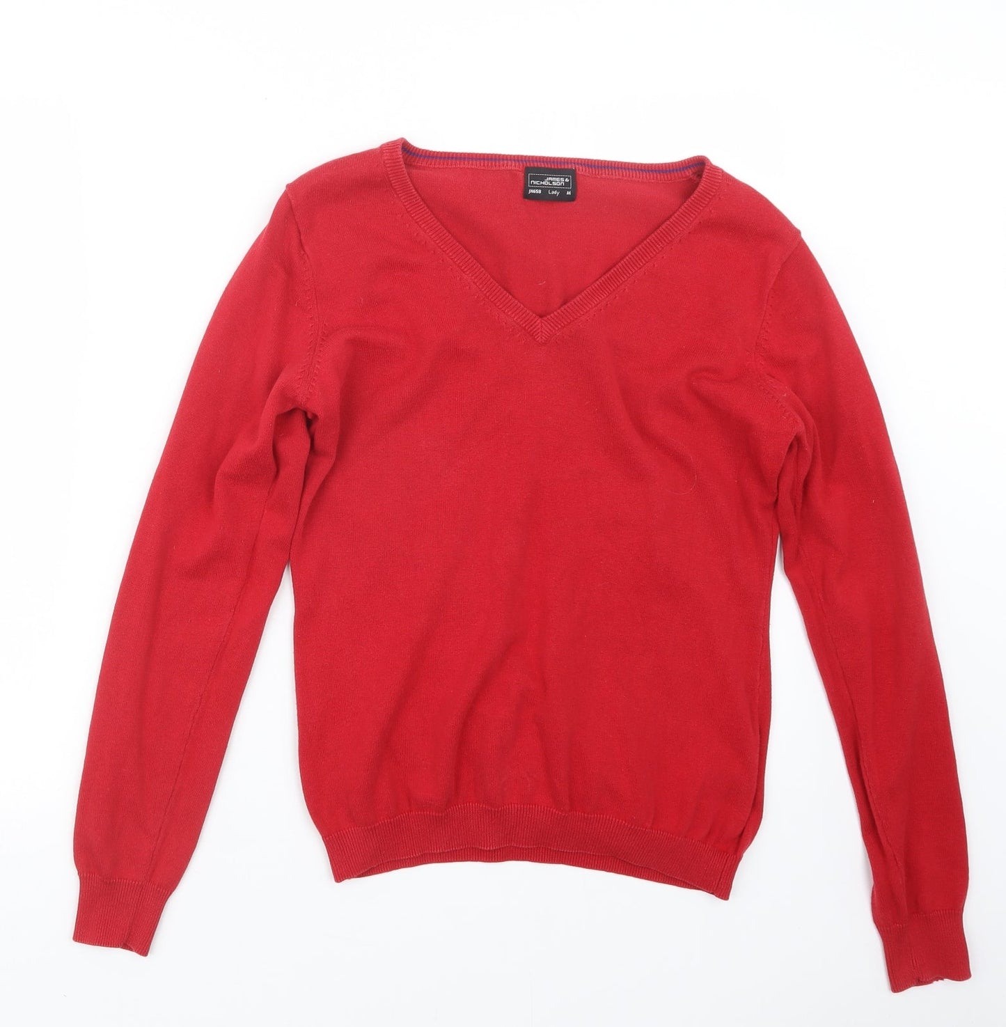 James & Nicholson Womens Red  Knit Pullover Jumper Size M