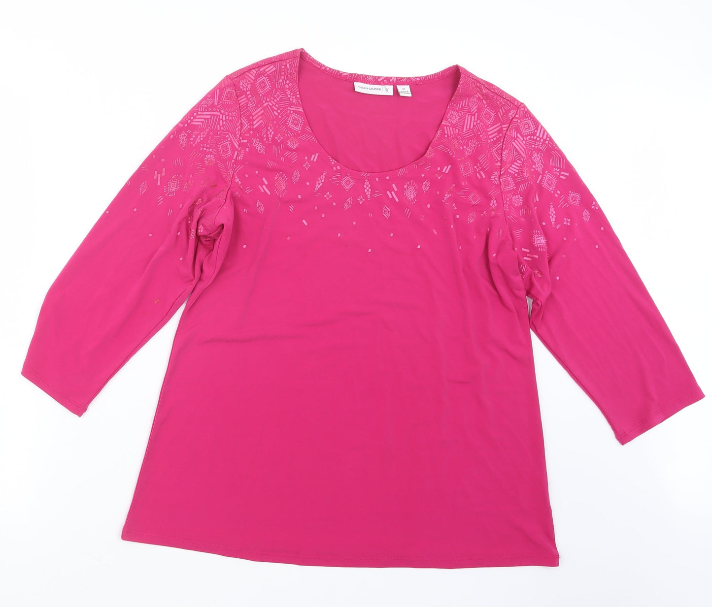 Susan Graver Womens Pink   Basic T-Shirt Size M
