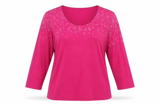 Susan Graver Womens Pink   Basic T-Shirt Size M