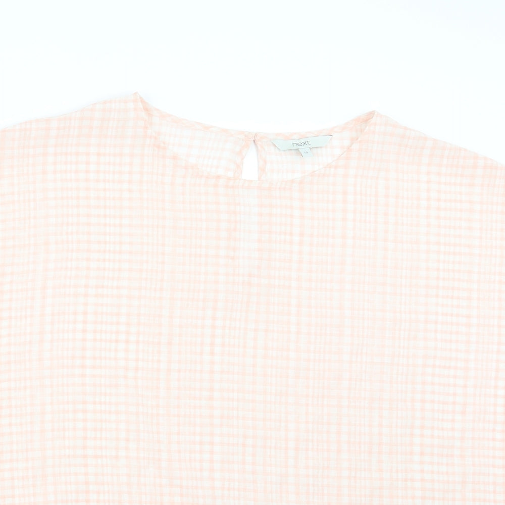 NEXT Womens Pink Check  Basic Blouse Size 18