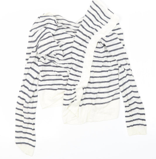 Preworn Womens Blue Striped  Cardigan Jumper Size S