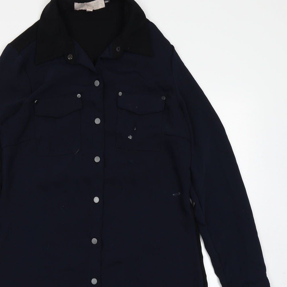 Fenn Wright Manson Womens Blue   Basic Button-Up Size 14
