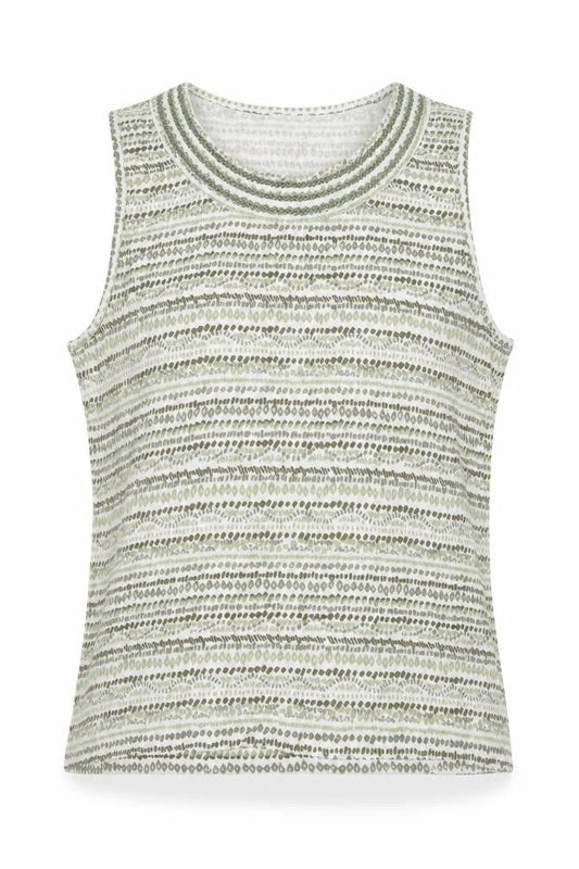 Bm Casual Womens Green Striped  Basic Tank Size L