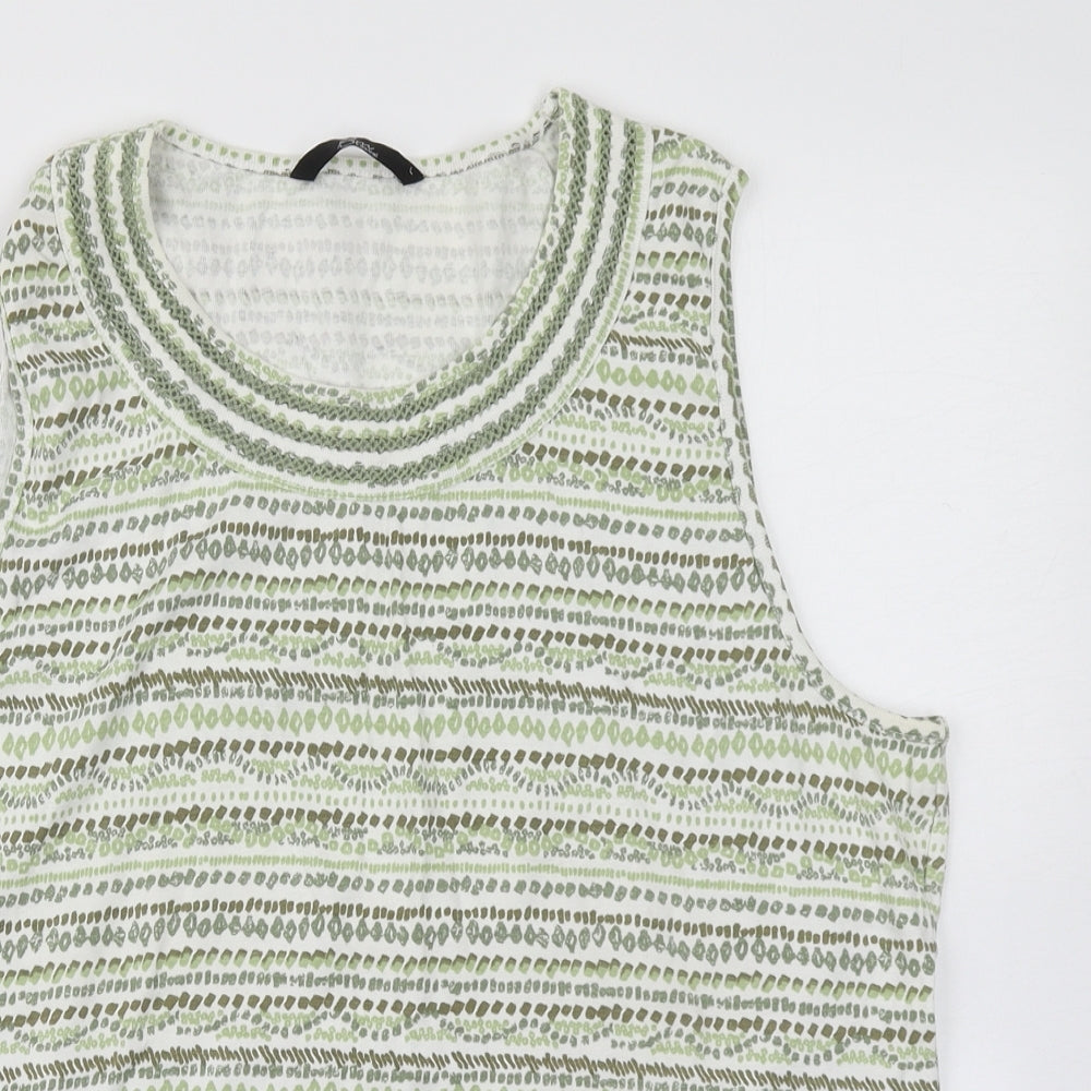 Bm Casual Womens Green Striped  Basic Tank Size L