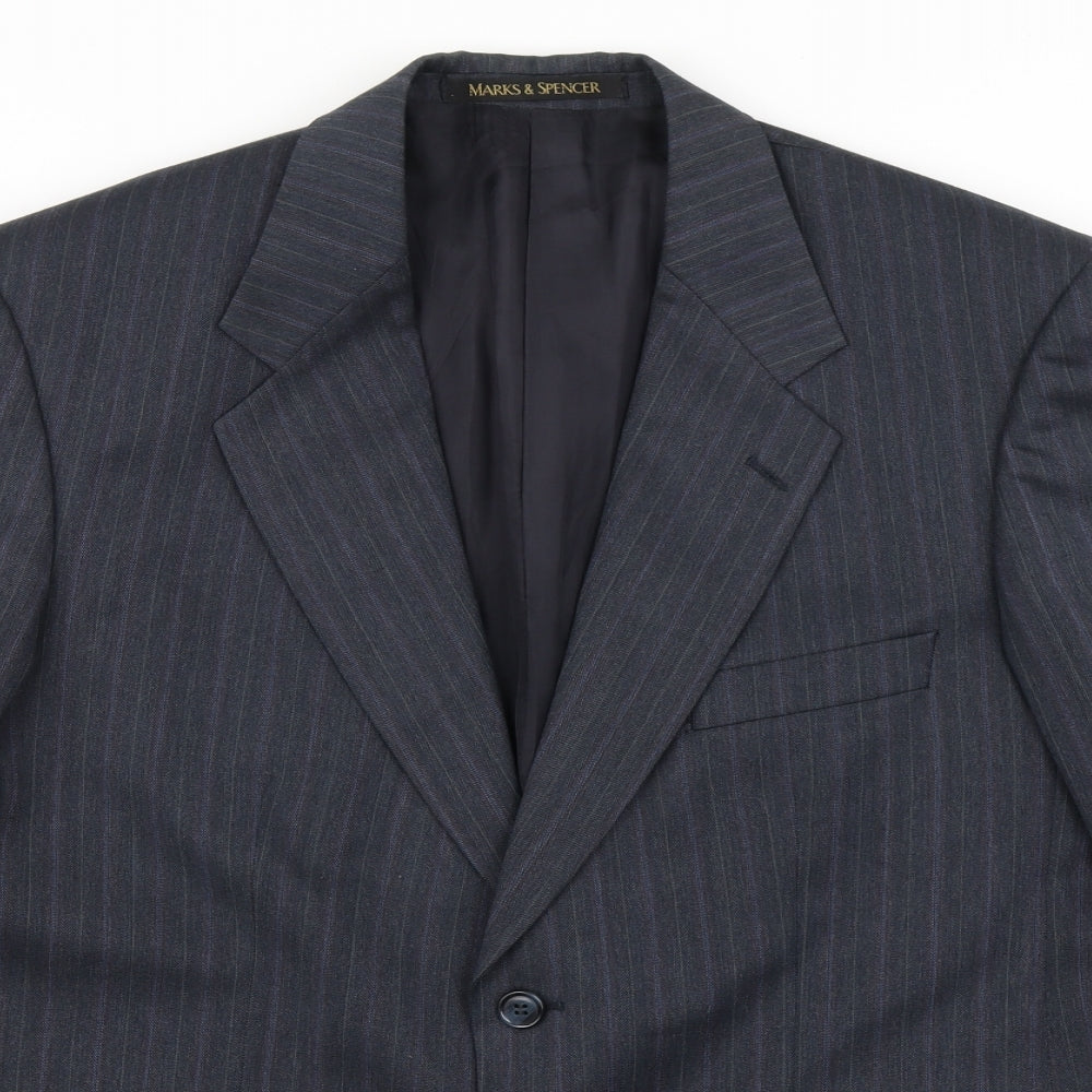 St Michael Mens Blue Striped  Jacket Blazer Size 40