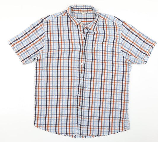 Oak Valley Mens Blue Plaid   Button-Up Size XL