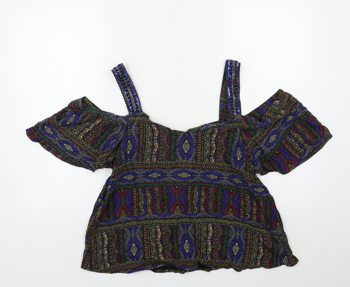 NEXT Womens Black Striped  Basic Blouse Size 10