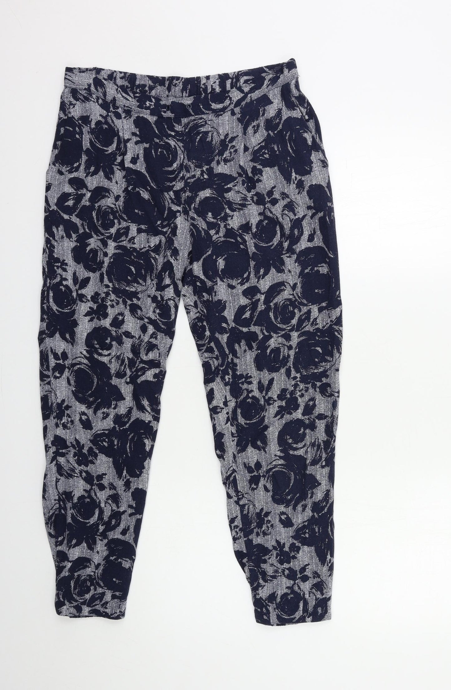 Marks and Spencer Womens Blue Fair Isle  Trousers  Size 12 L25 in