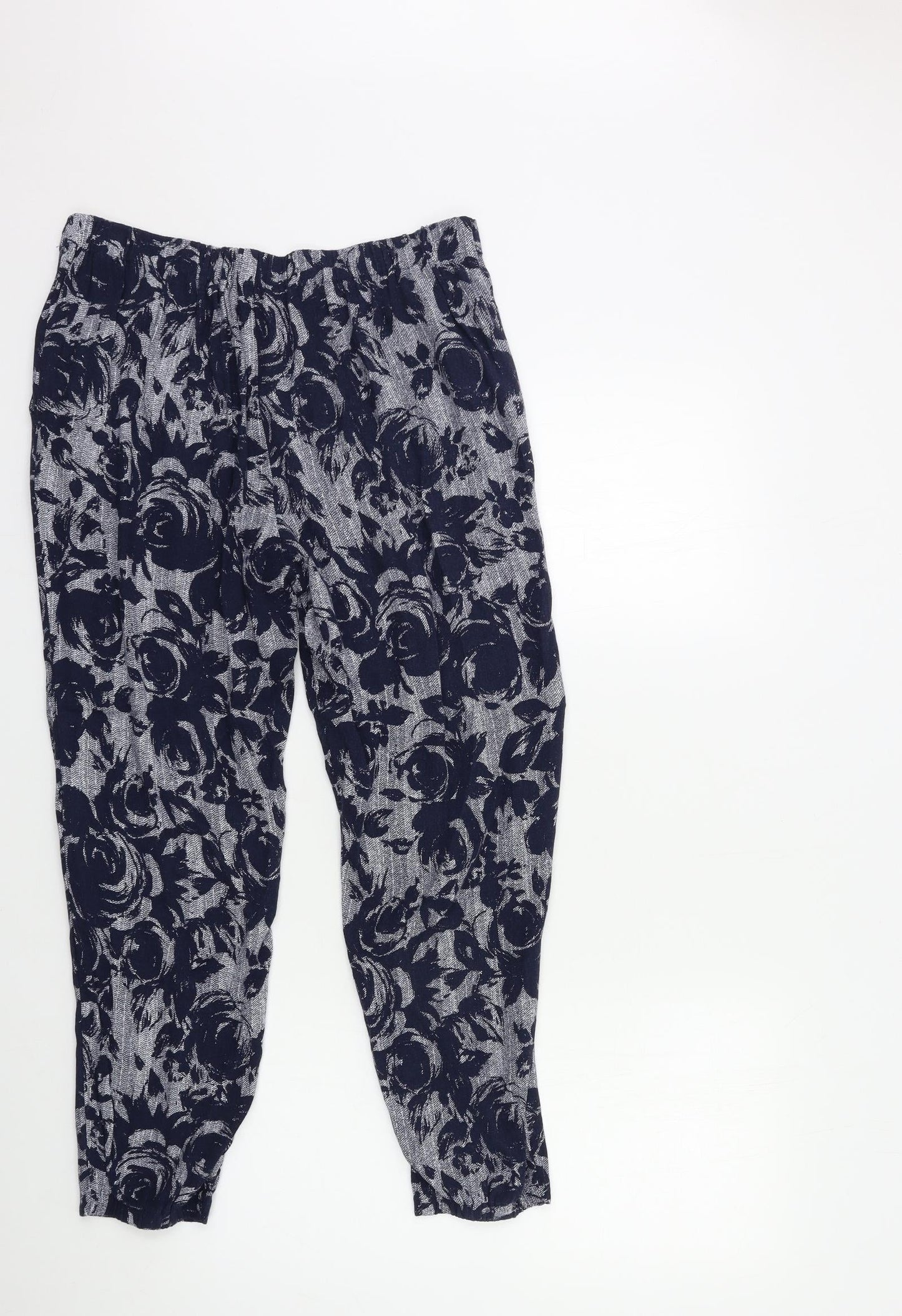 Marks and Spencer Womens Blue Fair Isle  Trousers  Size 12 L25 in