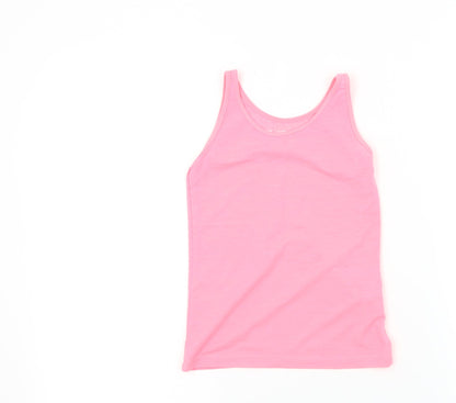Additional front view of YD girls’ pink colourblock basic t-shirt, size 7-8, years