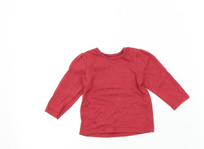 Additional front view of Nutmeg girls’ pink colourblock basic t-shirt, size 3-6, months
