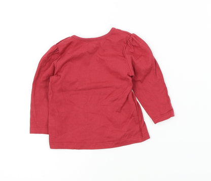 Back view of Nutmeg girls’ pink colourblock basic t-shirt, size 3-6, months