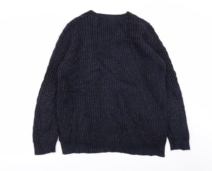 Back view of Papaya women’s blue jumper, size L