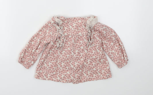 M&S Girls Pink Floral  Fit & Flare  Size 6-9 Months
