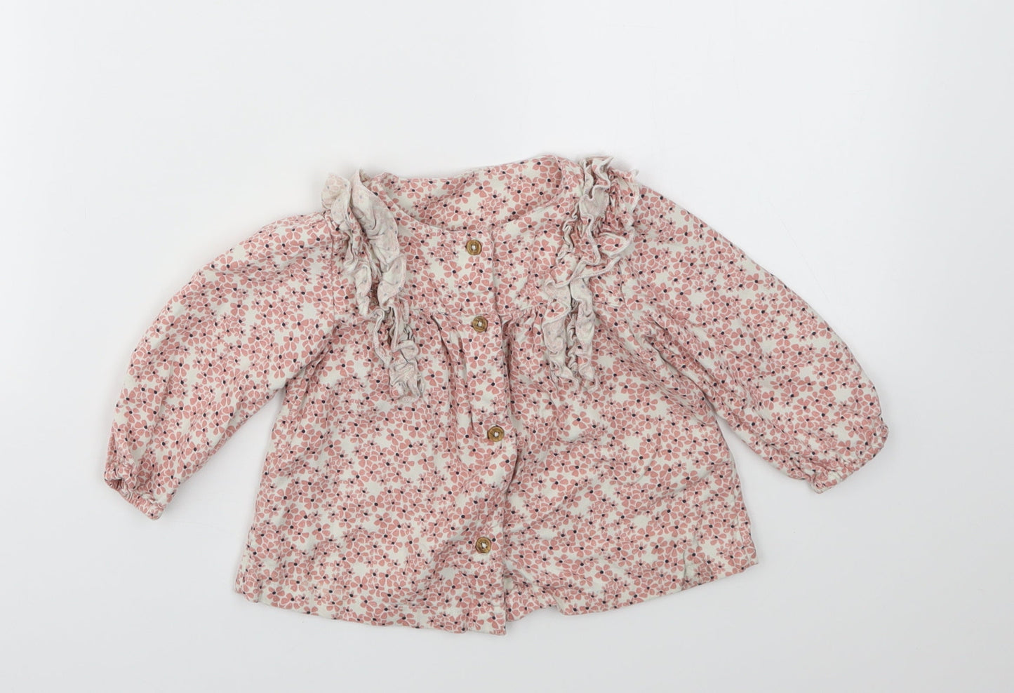 M&S Girls Pink Floral  Fit & Flare  Size 6-9 Months