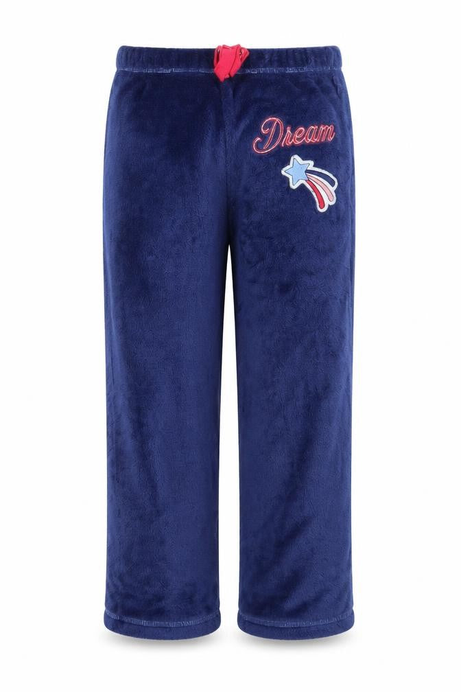 Nautica Girls Blue Solid Fleece  Pyjama Pants Size 7 Years  - dream