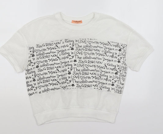 Flammode Womens White   Basic T-Shirt Size M