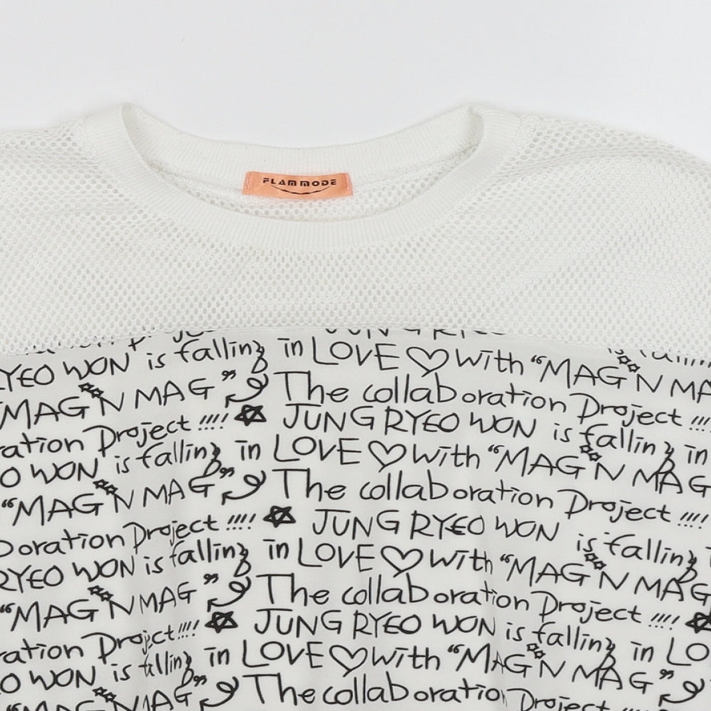 Flammode Womens White   Basic T-Shirt Size M