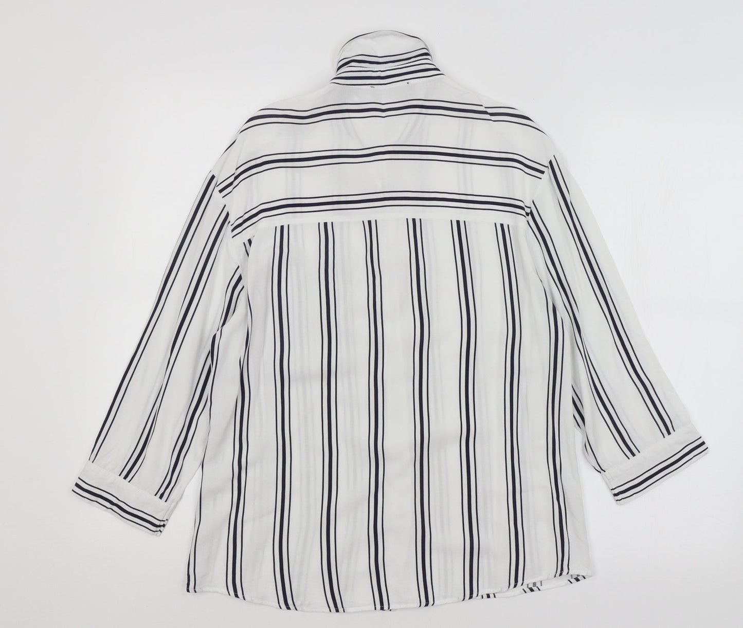 Bershka Womens White Striped  Basic Button-Up Size S